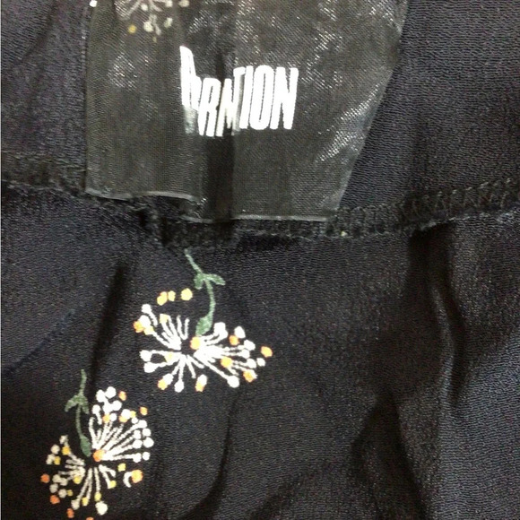 Reformation Navy Blue Floral Long Sleeve Tie Front Top - Size XS - Picture 6 of 7